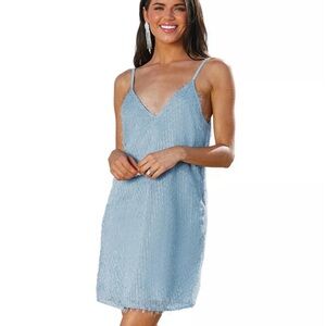 CUPSHE Women's X Madison Beach Wedding Something Blue Fringe Slip Beach Dress XL
